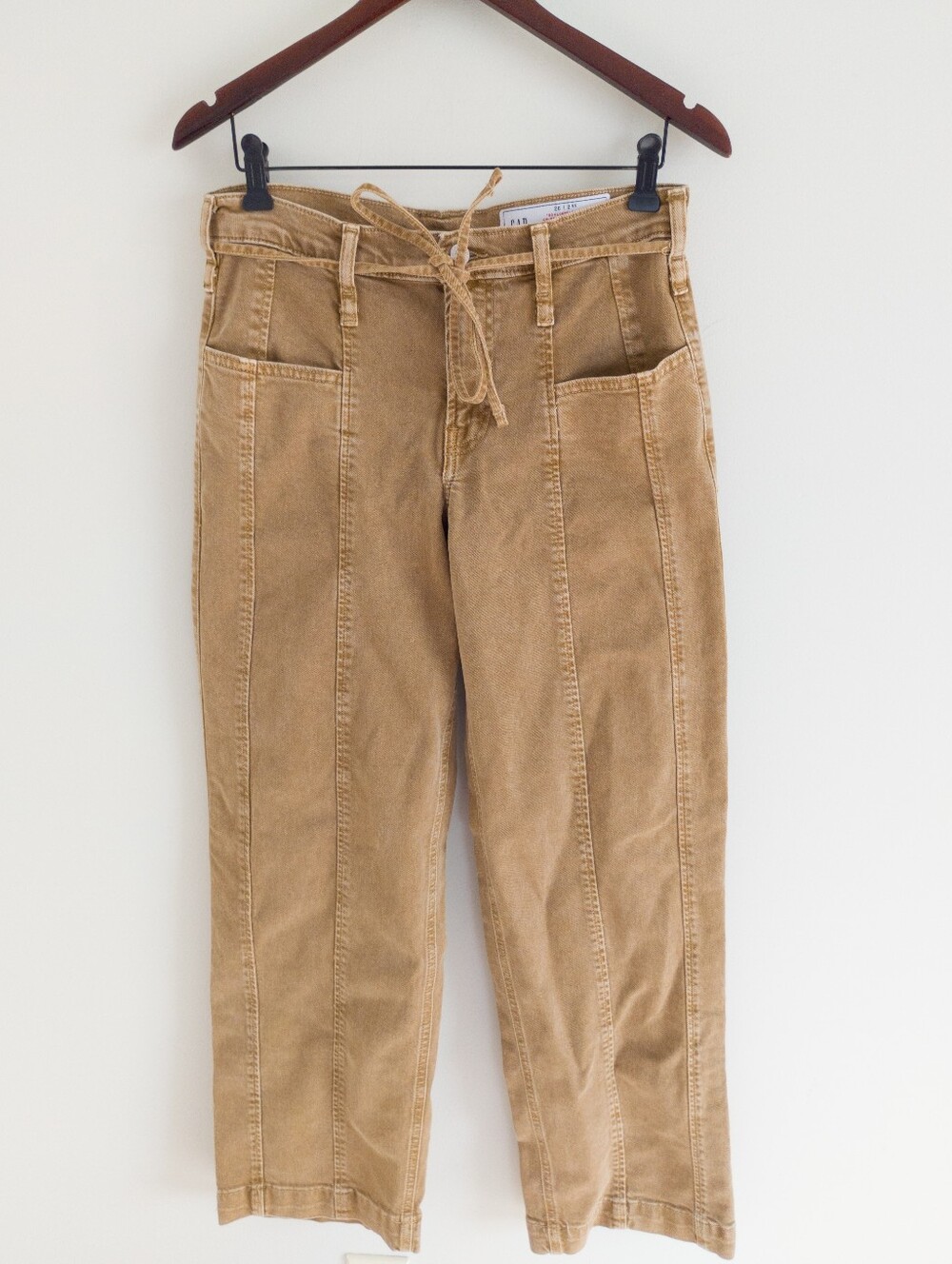 GAP 90s Low Rise Loose Micro Belt Jeans Mojave Tan Acid Wash 26